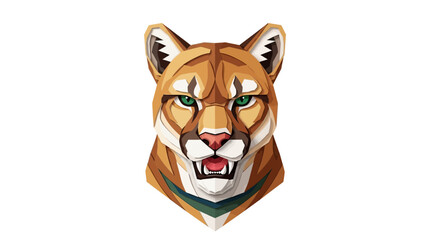 Geometric Low Poly Cougar Head Icon - Polygonal Wild Cat Portrait © freya