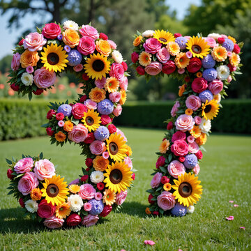 number 37 made from flowers