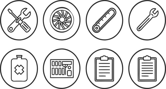 Technical hvac repair tools set: wrench, screwdriver, pipe wrench, allen key, nut driver
