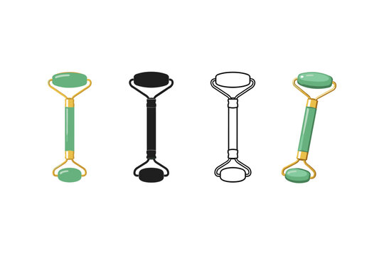 Set of four jade facial rollers with different styles and colors