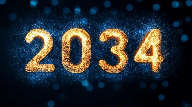 Glimmering 2034 Numerals Celebrating the Future Year with a Festive Sparkle and Vibrant Colors