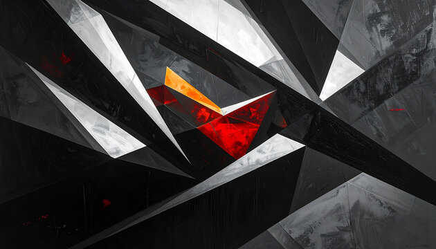 Abstract geometric shapes with red and orange accents