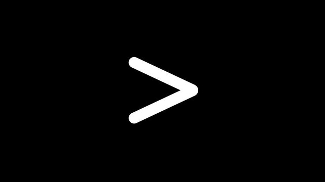 greater than symbol animation, greater than handwritten, black background, 4k video