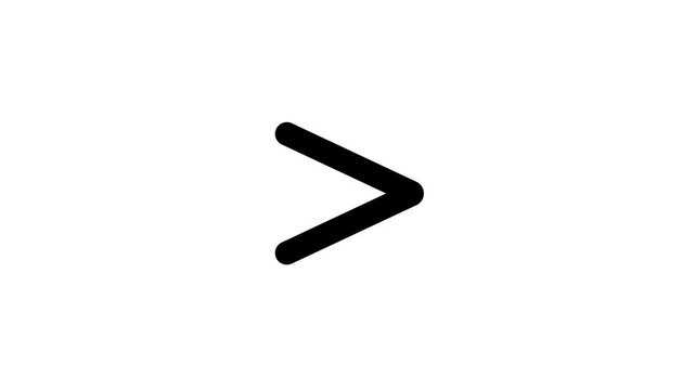 Hand-drawn "Greater Than" mathematical symbol animation, on a transparent alpha channel. 4k video