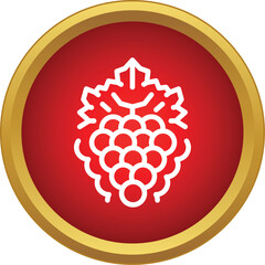 Obraz premium White outline grapes bunch icon on a red and gold button