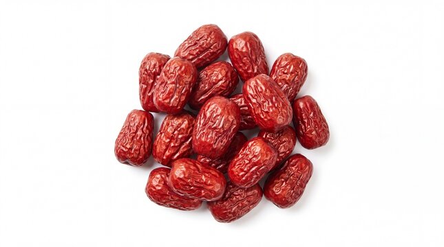 A pile of fresh red dried jujube fruits