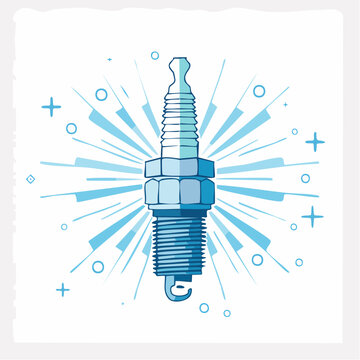Spark Plug Illustration with Blue Energy Burst
