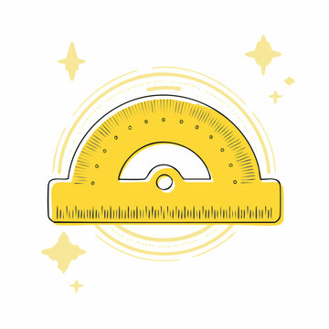 Yellow Protractor with Sparkles