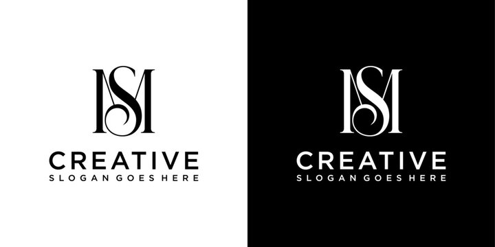 MS or SM initial letter logo design vector