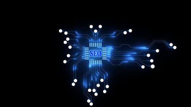 SEO Search Engine Optimization HUD Animation &ndash; Futuristic Digital Marketing Technology Concept