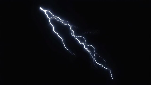 Bright lightning strike branching across a dark sky with intense electrical power and dynamic glowing plasma light motion effects
