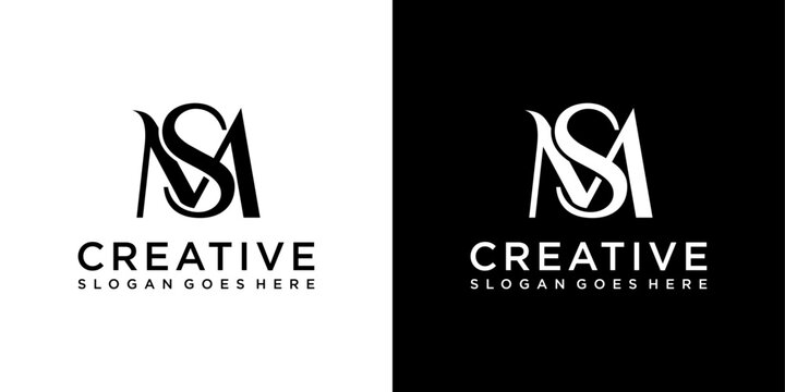 MS or SM initial letter logo design vector