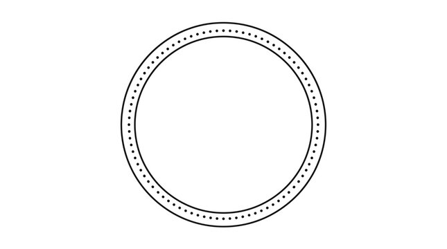 Minimalist outline of a circular frame with dotted borders, suitable for creating logos or simple graphic elements.