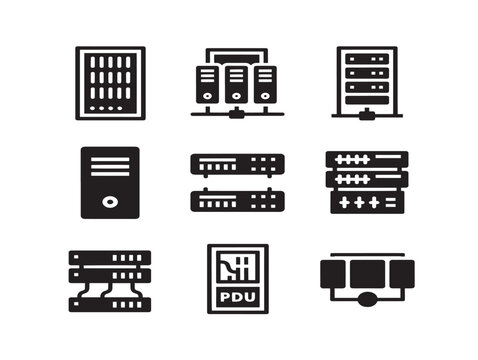 Server icons, vector illustration, flat style