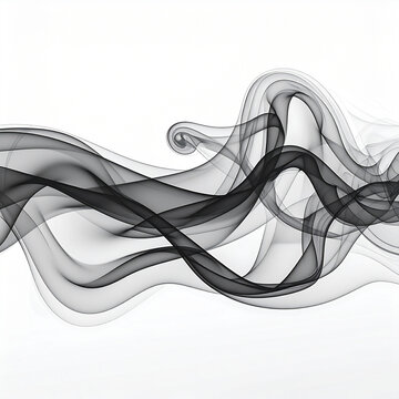 Abstract swirling smoke forms on white background