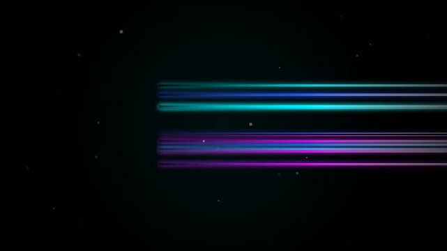 A dark background with vibrant horizontal neon lines in shades of blue, purple, and teal, creating a dynamic, futuristic visual effect