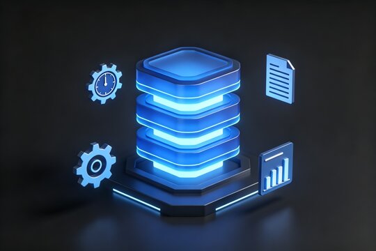 Digital database server with icons
