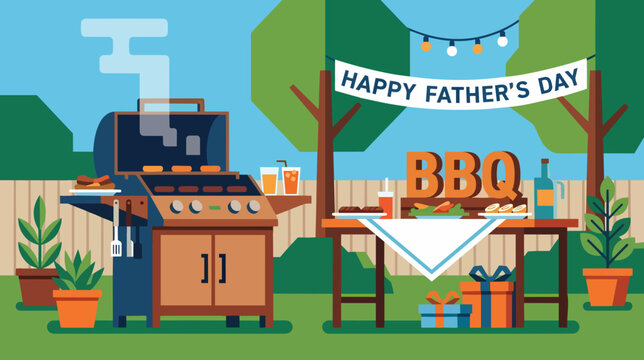 Fathers Day Backyard Barbecue Setup