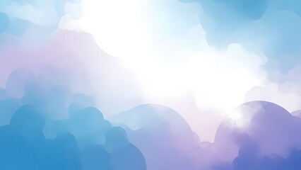 Fototapeta premium A serene abstract background depicting soft watercolor clouds in varying shades of blue and purple