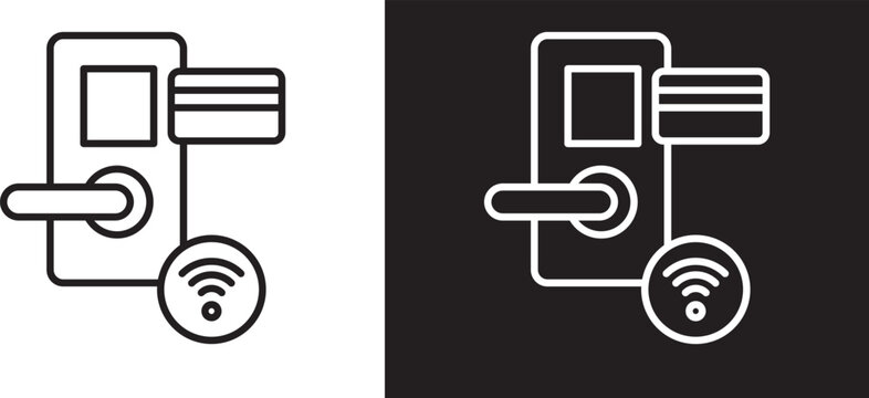 Smart Door Lock Vector Icon with RFID Card Access and Wireless Security System
