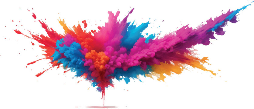 Dynamic explosion of colored powder in mid air with powder paint explosion effect cloud colorful festival abstract background isolated creative decoration formation