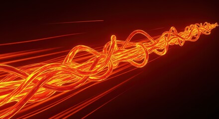 Naklejka premium Dynamic visualization of powerful, unstoppable energy, glowing brightly with fiery orange and deep red colors in an intense, forward motion, intensity, drive, motion