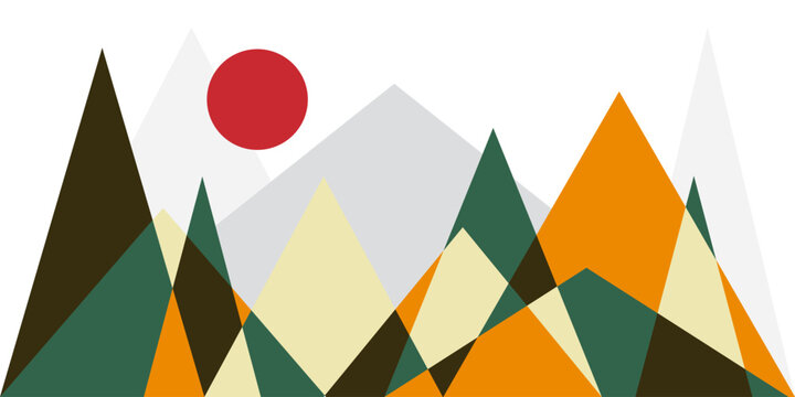 Mountains Abstract flat color illustration. Abstract simple landscape. Colorful multiply hills Design