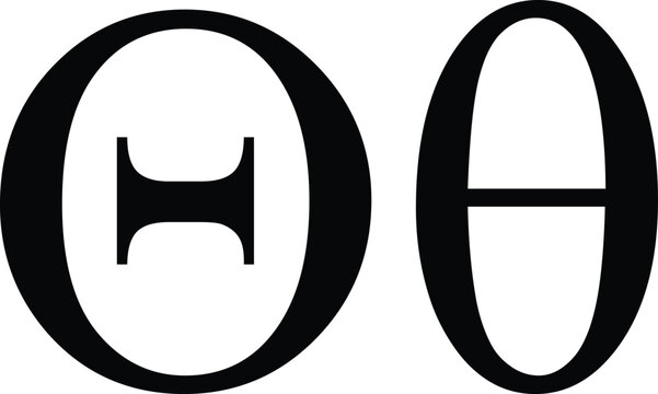 Theta Symbol Variations Mathematical Greek Letter Theta Uppercase Style Geometry and Physics Illustration