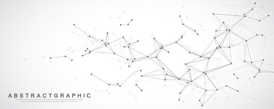 Global Network Connection Banner Design Template. Digital Abstract Background With Plexus Lines And Dots Effect. Global Business Concept. Big Data Visualization. Wireframe Internet Technology