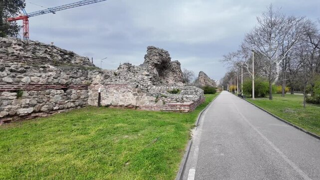 Ruins of Roman fortifications in ancient city of Diocletianopolis, town of Hisarya, Plovdiv Region, Bulgaria