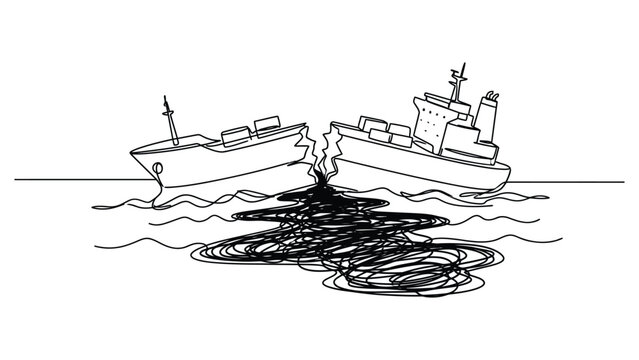 Two oil tankers colliding at sea.