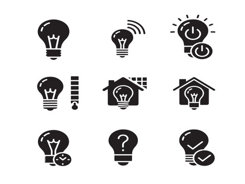 Vector illustration of light bulbs in various styles and settings