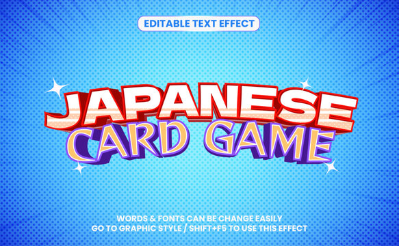 Japanese Trading Card Game Editable Text Effect Vector in Anime Style