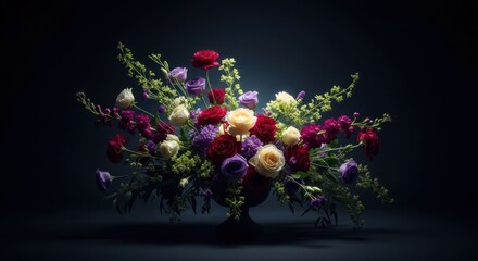 Fototapeta premium Luxurious Floral Arrangement with Vibrant Blooms and Lush Greenery.