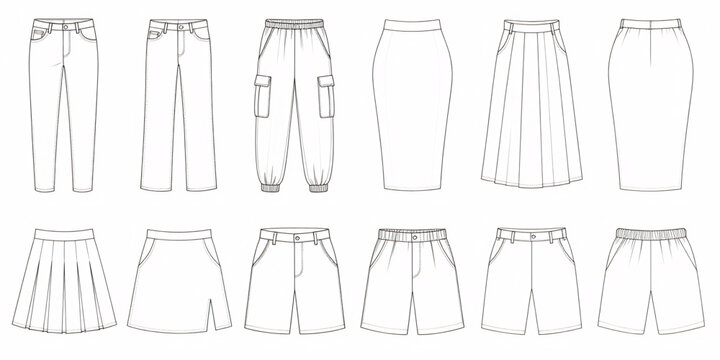pants, skirts, and shorts sewing template set