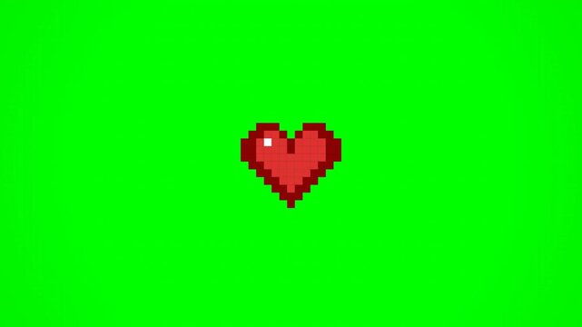 Pixelated brown heart with a white highlight on a bright green background, resembling classic 8-bit video game art