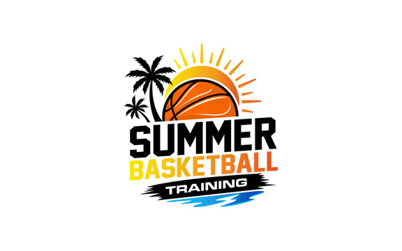 Illustration vector graphic of a summer basketball camp training  logo design template