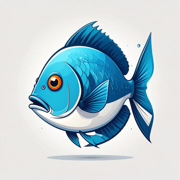 Blue fish illustration on a plain background