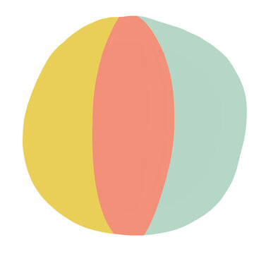 Pastel beach ball doodle with colorful stripes and playful summer feeling