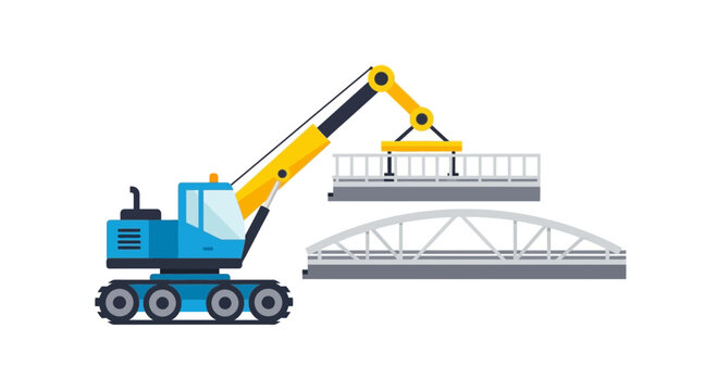 Crane lifting bridge segment for construction project