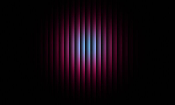 Abstract light photograph showcasing vibrant purple and blue glowing vertical lines creating a mysterious mood within this dark artistic image