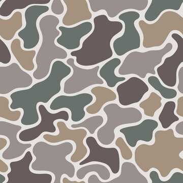 Illustrator Muted Timber Duck Camo, Old School Brown and Slate Hunting Digital Camouflage Seamless Pattern Vector