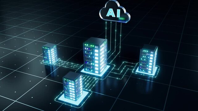 AI cloud computing and command city network concept 3D rendering