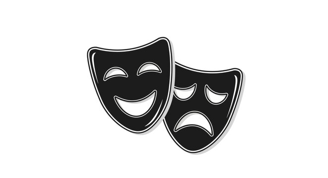 Comedy and tragedy masks icon illustrating theater and performance concepts
