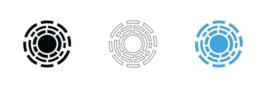 Digital Target Illustration, Abstract Circular Tech Symbols With Futuristic Line Patterns And Modern Minimal Vector Design For User Interface Projects.
