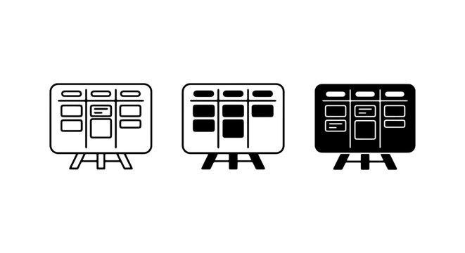 Kanban Board Icons Set, Agile Project Management Tools, Workflow Visualization, Task Management System, Business Process Flow