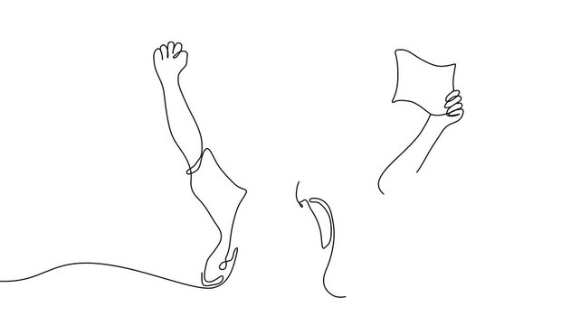 One Line Illustration &ndash; Student Celebrating Academic Success with Grade Card