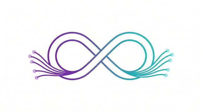 Gradient Infinity Symbol Shape With Connected Data Strands Icon