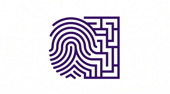Digital Security Abstract Fingerprint Maze Concept Graphic Representation