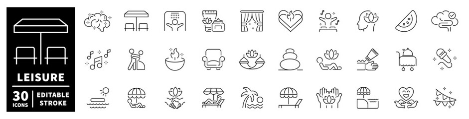 Collection of leisure and relaxation icons for wellness and lifestyle themes © Jocelyn_Flores